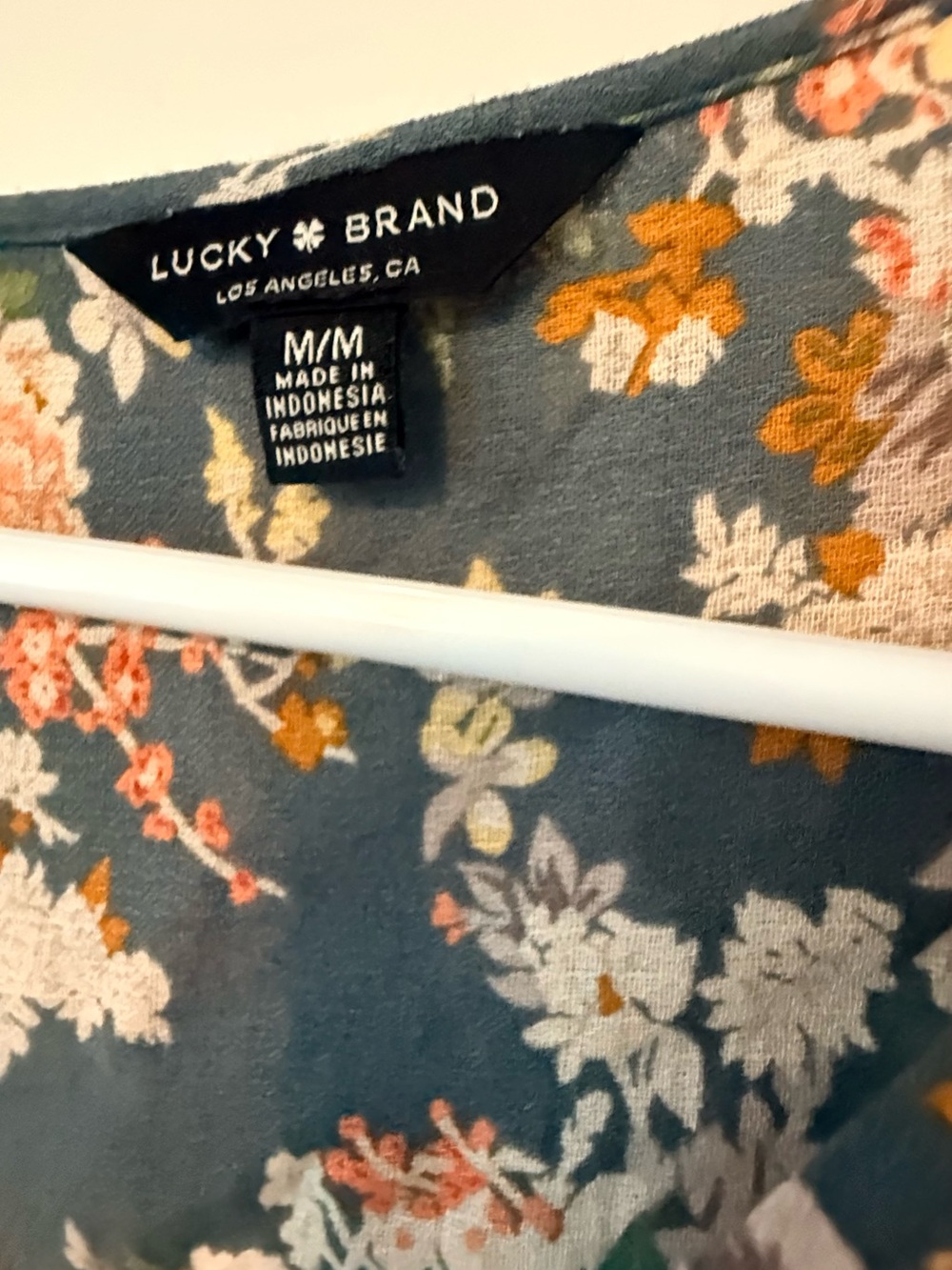 Lucky Brand Women's Navy Floral Wrap Faux-Wrap Tie-Waist Long Sleeve Blouse❤️ - Picture 5 of 7